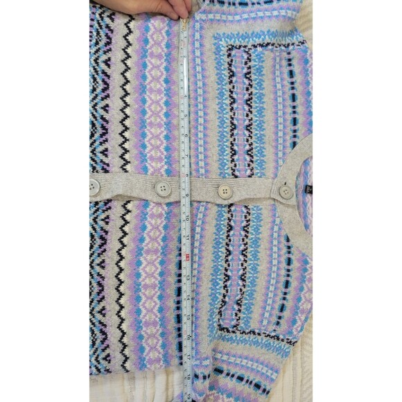 Talbots Petite Fair Isle Cardigan Sweater – Gray Multi Pastel – Size SP - Picture 6 of 7